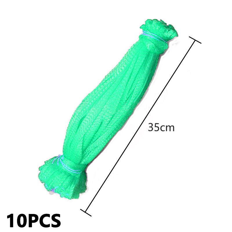 10Pcs Plastic Nylon Mesh Net Bags For Vegetable Fruit Egg Toys Food Storage Packaging Organizer Gardening Growth Mesh Bags: Green-30cm
