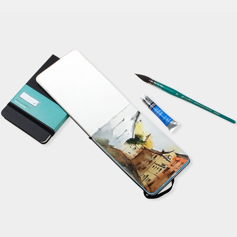 Portable A6 PU Leather Cover Watercolor Book Paper Hand-painted Sketch Travel Painting Art Supplies