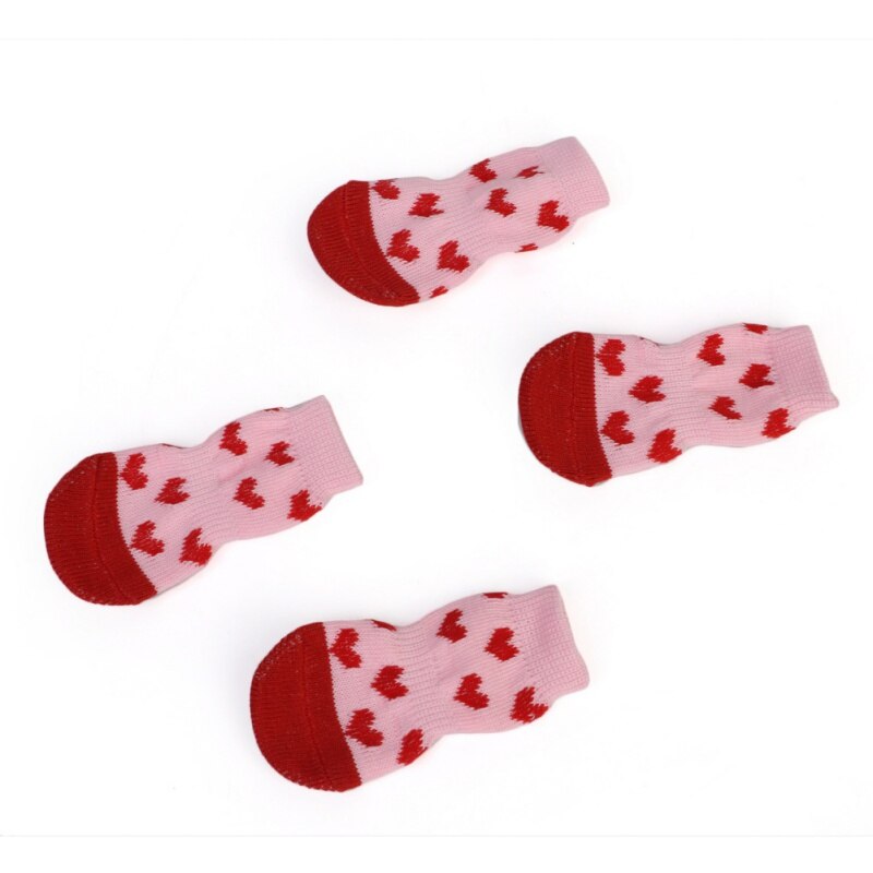 Mooie 4 Stuks Huisdieren Honden Sokken Poten Printing Puppy Honden Pet Knits Sokken Anti Slip Skid Bottom Kat Sokken 3 kleur selectie