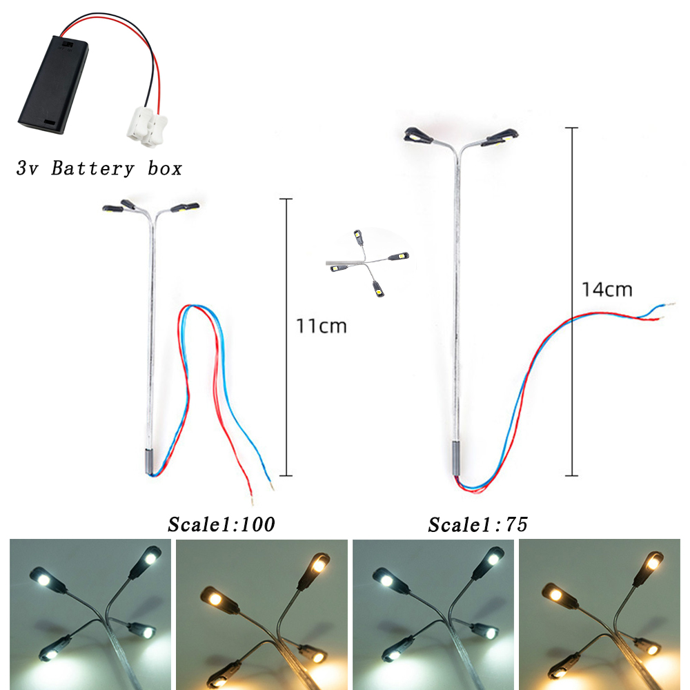 5Pcs Modelspoor Trein Led Lamp Verlichting Diorama-Licht Zand Tafel Scène Display Tuin Straat Vier Hoofden Micro landschap
