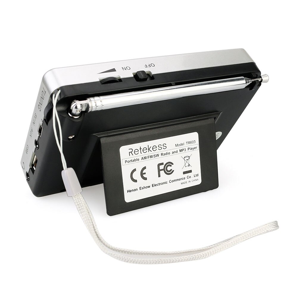 TR603 AM FM Radio Shortwave Transistor Digital Tuning Receiver MP3 Player Support TF Card with Rechargeable Li-Ion Battery