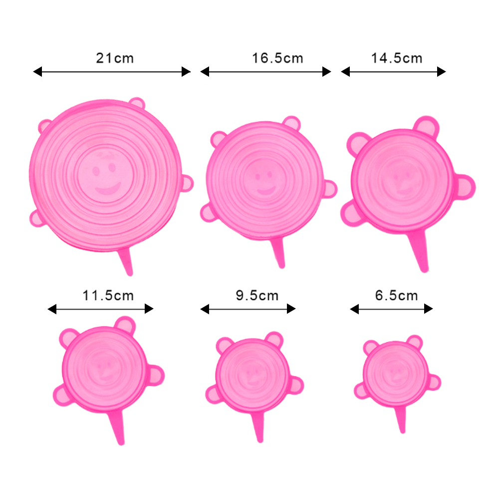 6 Pcs Silicone Stretch Lids Keeping Fresh Seal Reusable Bowl Pot Lid Cover Pan Cooking Eco-Friendly Kitchen Accessories