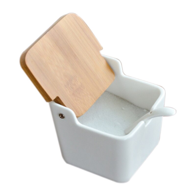 Tarro de cerámica con tapa para condimentos, bote de sal para sal, caja de suministros de cocina condimentos, bote para condimentos: Default Title