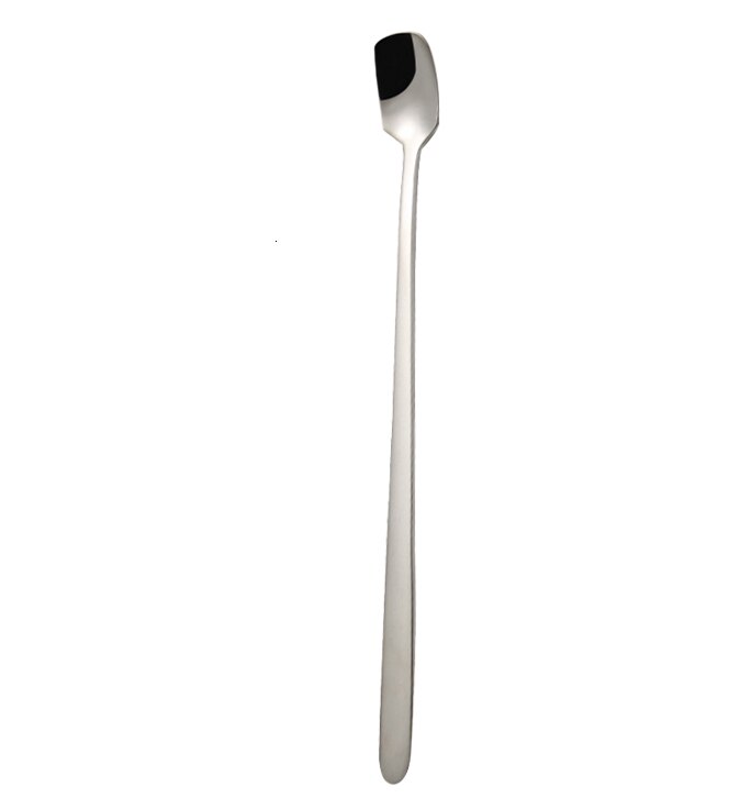 Rvs Roer Lange Handvat Steel Thee Lepel Vierkante Hoofd Ijs Lepel Bar Mok Lepel Koffie Lepel Keuken: Zilver / l