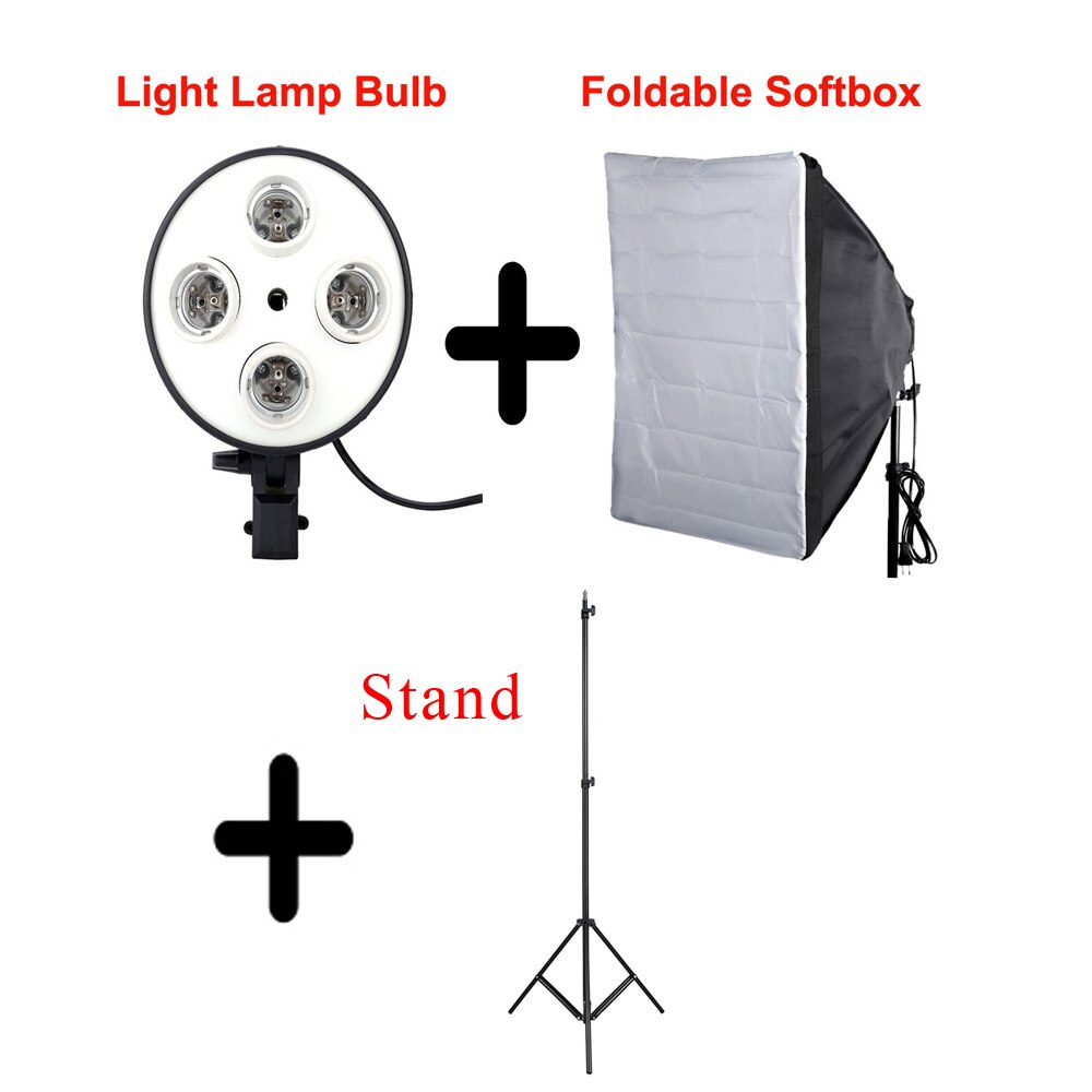 Andoer 4 In 1 E27 Socket Light Bulb Lamp Holder Adapter Voor Foto Video Studio Softbox + Foto Studio opvouwbare Softbox: Lamp Softbox stand