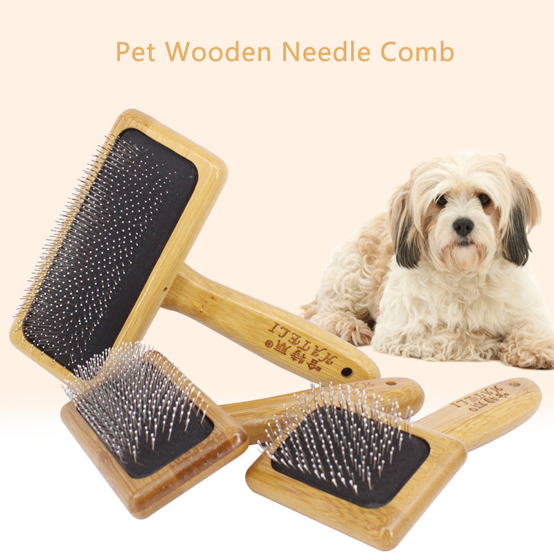 @ Hij 1 Pcs Multifunctionele Houten Naald Kam Voor Hond Kat Pet Hair Beauty Grooming Tool Rvs pin Borstel Hond Haar Borstel