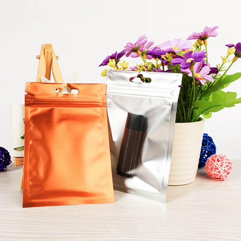 Folie Lebensmittel Packag Tasche Wärme Dichtung Aluminium Folie Ziplock Taschen Flache Paket Tasche Lebensmittel Klasse 9*15cm 4 farben: Orange