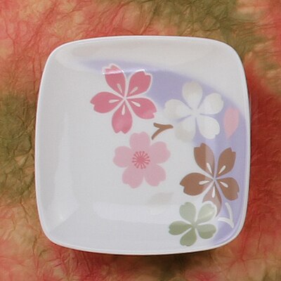 Ceramic Small Plate Cherry Blossoms Dessert Dish Japanese-Style Porcelain Sushi Tray Household Porcelain Tableware: H