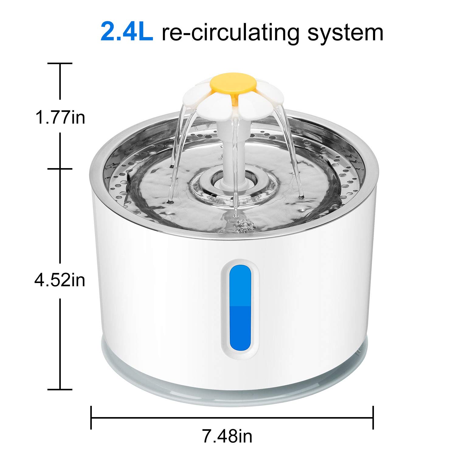 Automatic Water Fountainer Pet Cat Dispenser USB LED 2.4L Ultra Quiet Dog Drinking Bowl Drinker Feeder Bowl Pet Drinking Feed