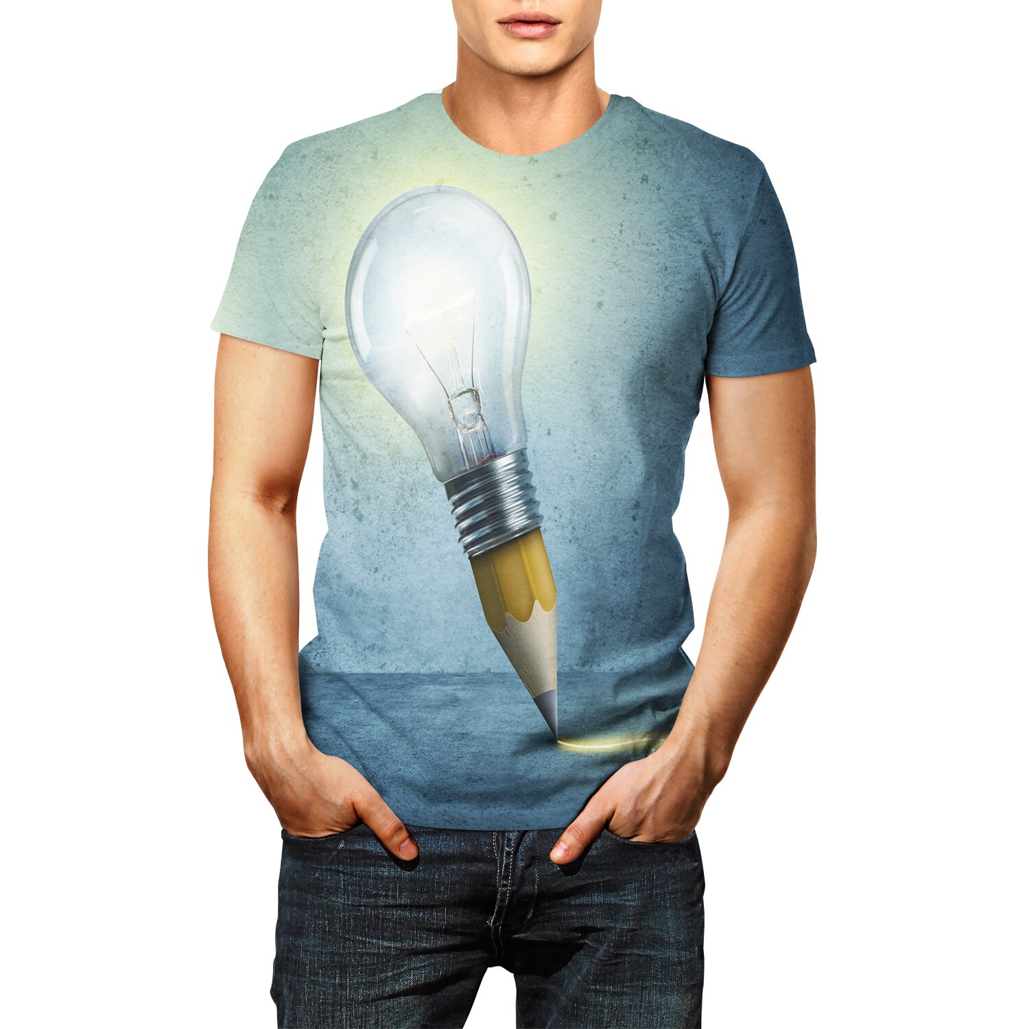 Sommer plus size herre t-shirt blyant 3d print kortærmet rund hals top t-shirt homme til herretøj hvid: 3 dtx 057 / Xxxl