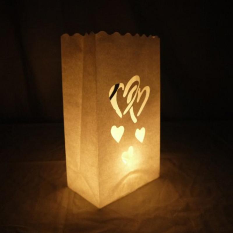 10Pcs Wedding Hart Licht Houder Papieren Lantaarn Kaars Zak Thuis Romantische Bruiloft Decoratie Valentijnsdag Levert