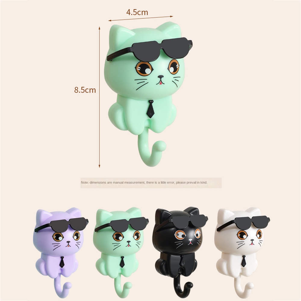 Ganchos decorativos de gato de dibujos animados creativos, autoadhesivos, soporte de llaves sin costuras, gancho de alta resistencia, accesorios de baño, organizador de artículos diversos