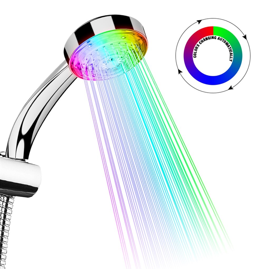 7 Kleur Handdouche Overhandigen Led Douchekop Met Romantische Automatische Led Verlichting Voor Badkamer Hotel Douchekop