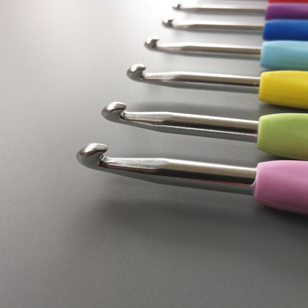 Multicolor Handle Aluminum Crochet Hooks Knitting Needle Set Yarn Sweater CraFT Tools Handle Crochet Hook