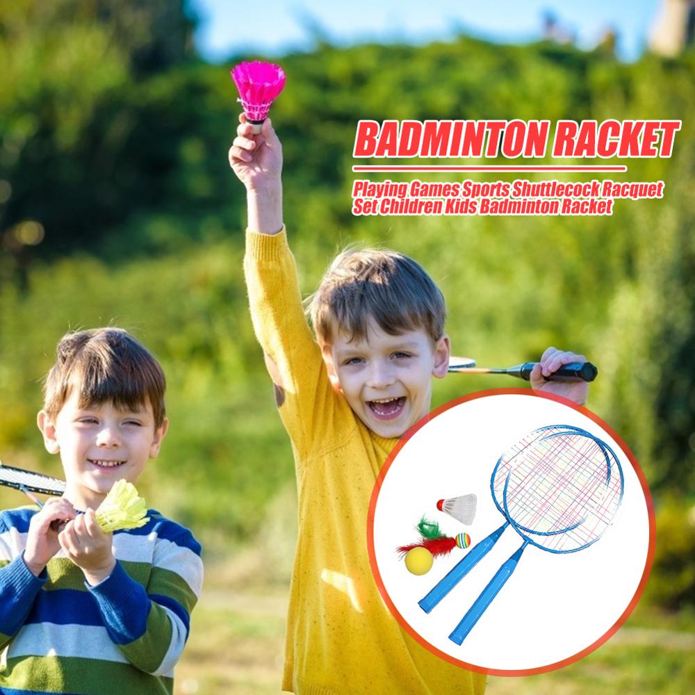 Casual Playing Games Sports Badminton Racket with Shuttlecock for Children Kids Badminton Rackets Set Blue Pink
