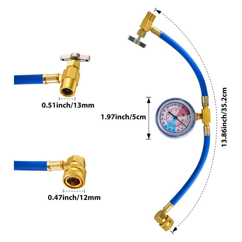 NewBPV31 Hose Refrigerant Valve,Piercing Tap Valve Kits U- Charging Hose Refrigerant Tap with R134A R12/R22 AC 1/2 Replace