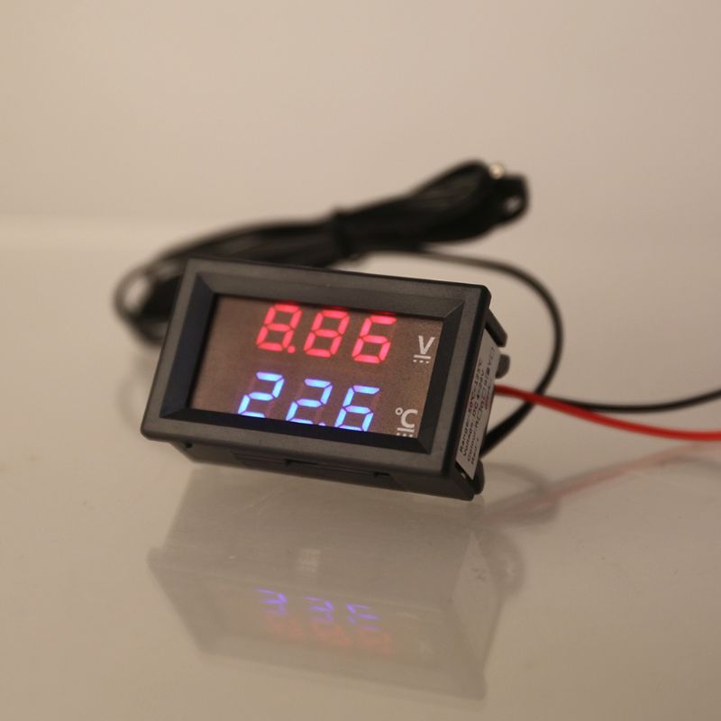 12V/24V LED Display Car Voltage &amp; Water Temperature Gauge Voltmeter Thermometer