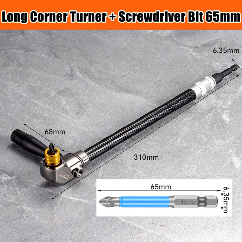 90/105 Degree Angle Electric Corner Turner, Electric Screwdriver Hardware Tool Accessories, Elbow Universa Flexible Shaft: Pink