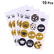 10 Sheets/Pack Ronde Etiketten Afstuderen Thema Gedessineerde Afdichting Stickers Handgemaakte Roll Decals Voor Certificaat Decor