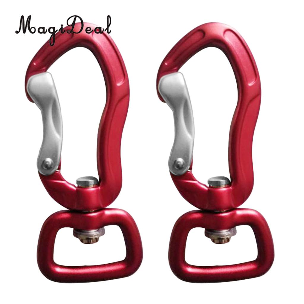 Outdoor 1 Pair Rock Tree Climbing Swivel Carabiner Hanging Connect Hook Camping 71/76mm round eye for Camping Caving Climbing: 71mm red square eye