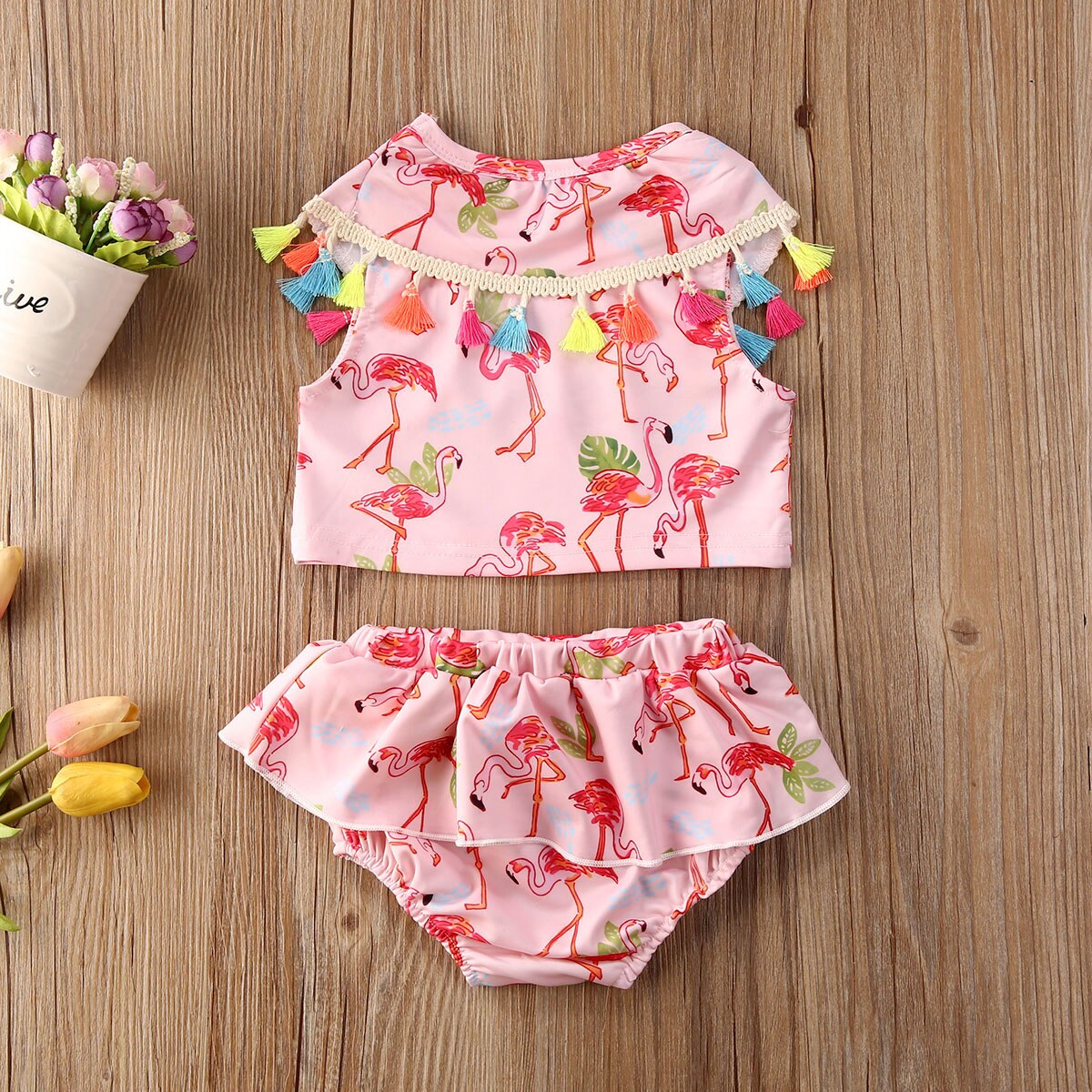 AA niños niñas traje de baño volantes borlas Bikinis Tops trajes de baño cortos verano Bikini traje de baño trajes de baño
