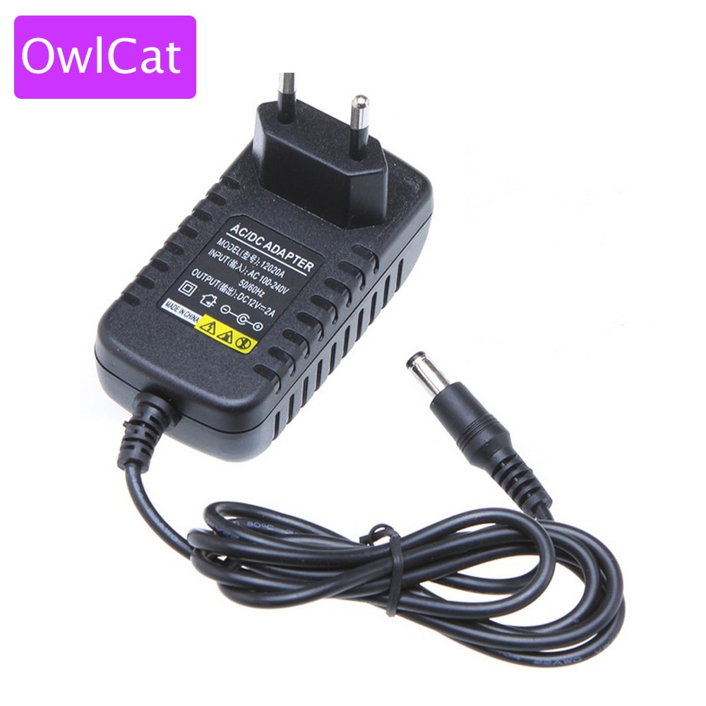 OwlCat EU Standaard Stekker AC/DC AC100-240V Europese Voeding 12V2A voor cctv Camera LED lamp