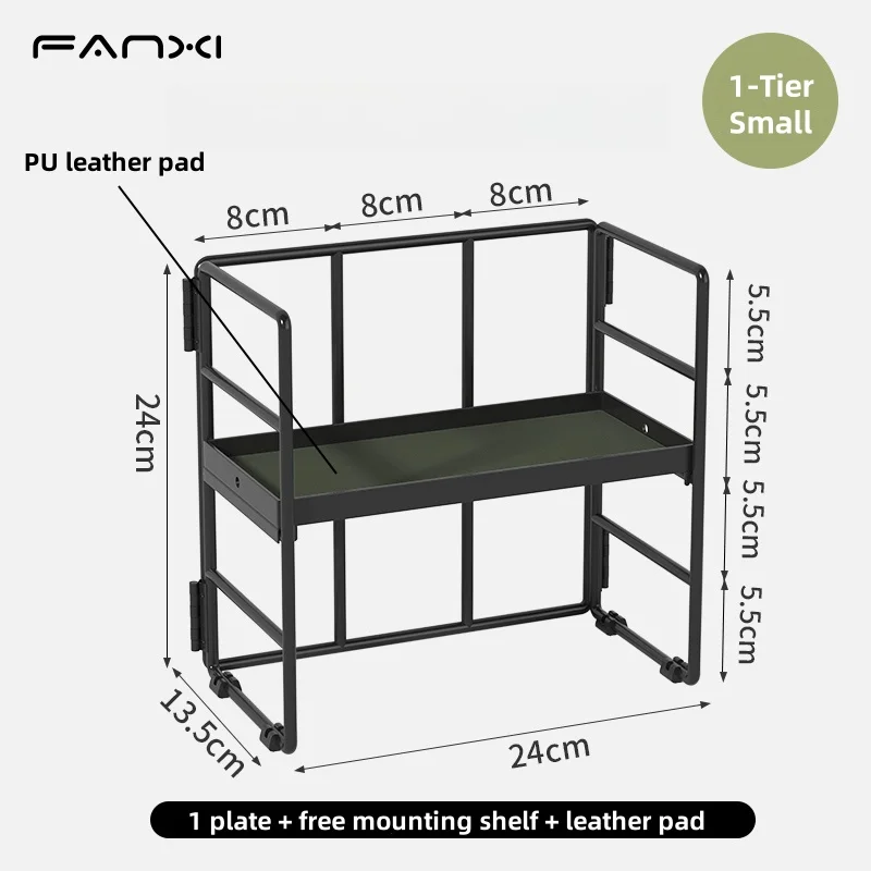 Integrated folding rack Desktop organizer Sundries organizer with two storage trays Stackable shelving office location shelving: green