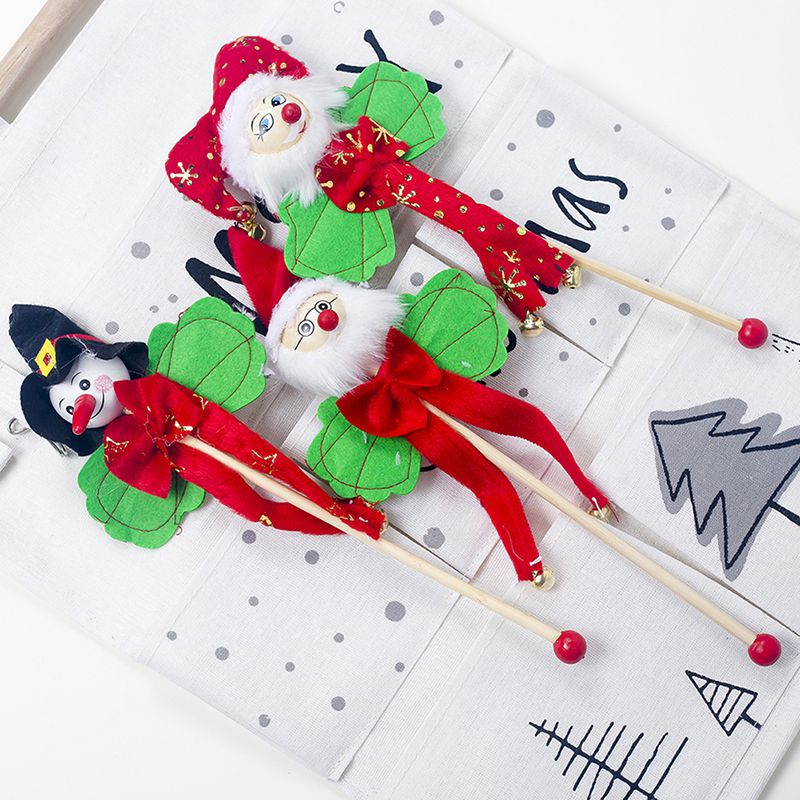 Kerst Klokken Pluche Pop Kids Speelgoed Decor Hand Ring Klokken Met Houten Handvat Thuis Ornamenten Adornos De Navidad