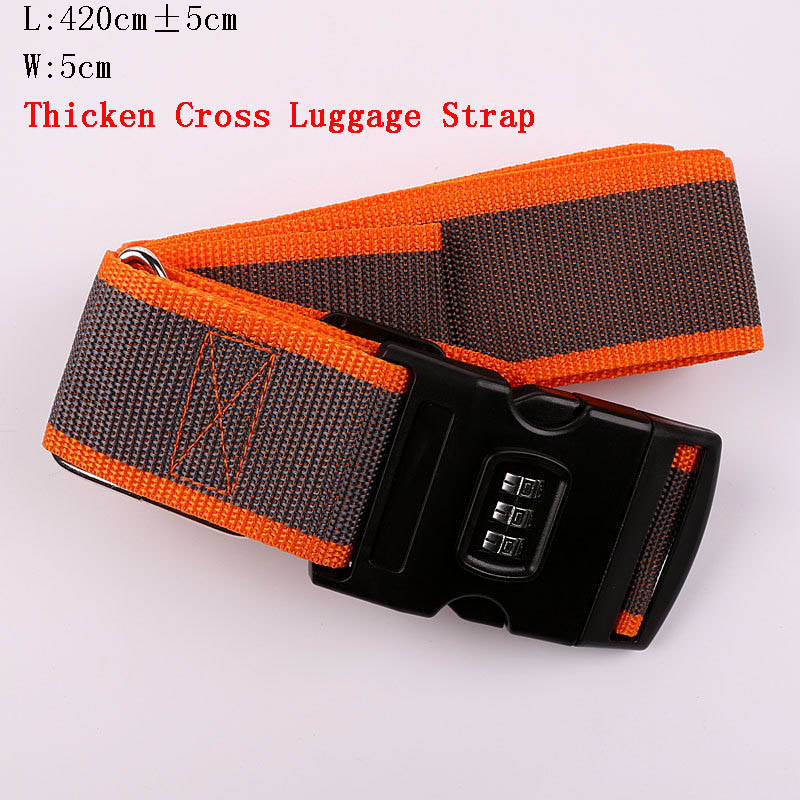 Adjustable 420CM Luggage Strap Travel Accessories Cross Belt Packing Suitcase Nylon 3 Digits Password Lock Buckle Strap Belt Tag