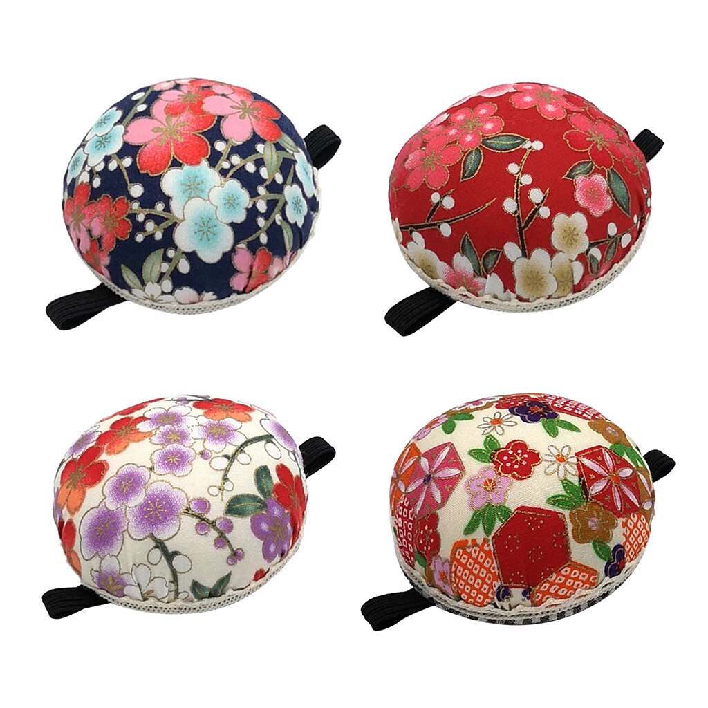 1Pcs Pin Cushion Wrist Printed Fabric Coated Pin Cushions Wearable Sewing Needle Pincushions for Needlework Embroidery