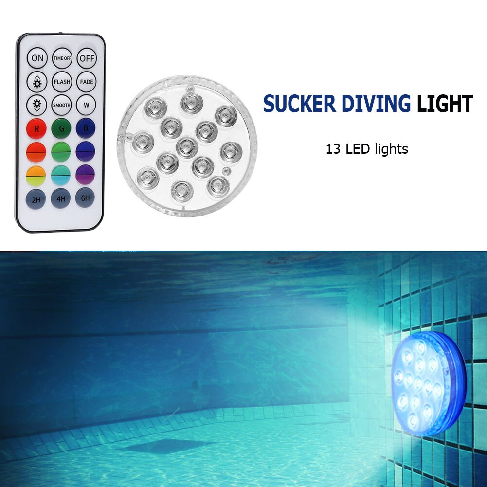 13 LED Tauch Licht mit Magnet Saugnapf RF Fernbedienung 6 Farben Schwimmbad Unterwasser Lampe für Teich Aquarium