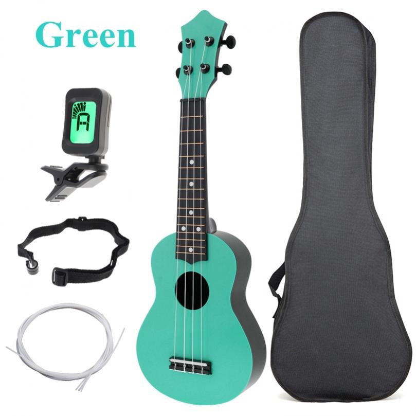 21 Inch Ukulele Soprano Acoustic Ukelele 4 Strings Hawaiian Guitar with Bag Tuner Strap for Children Kids Music Beginner: Green