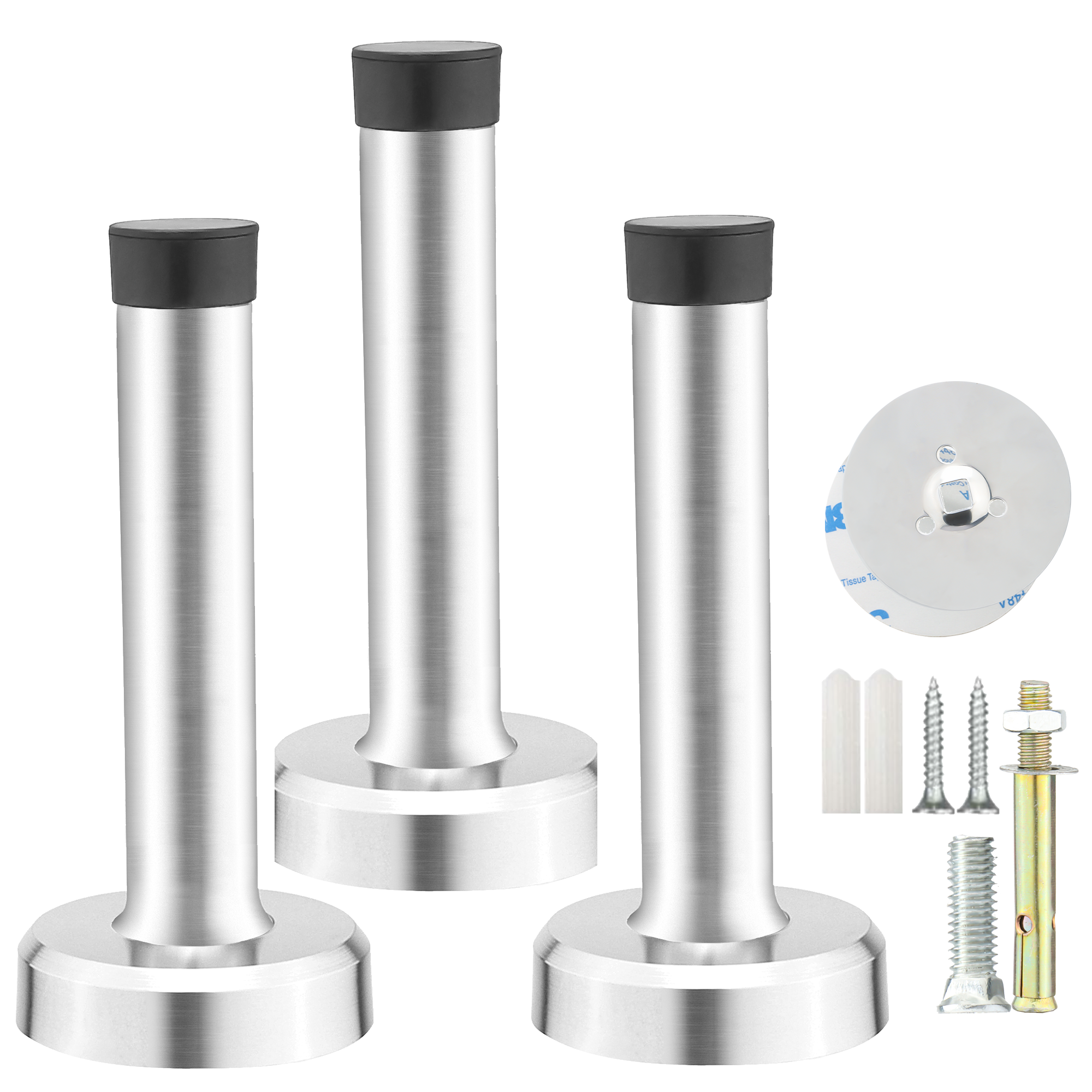 Door Stopper, Rubber Door Stop - Wall Mounted with Dual Installation (Adhesive & Screws) - Stainless Steel T-Shaped Bumper with: Ivory