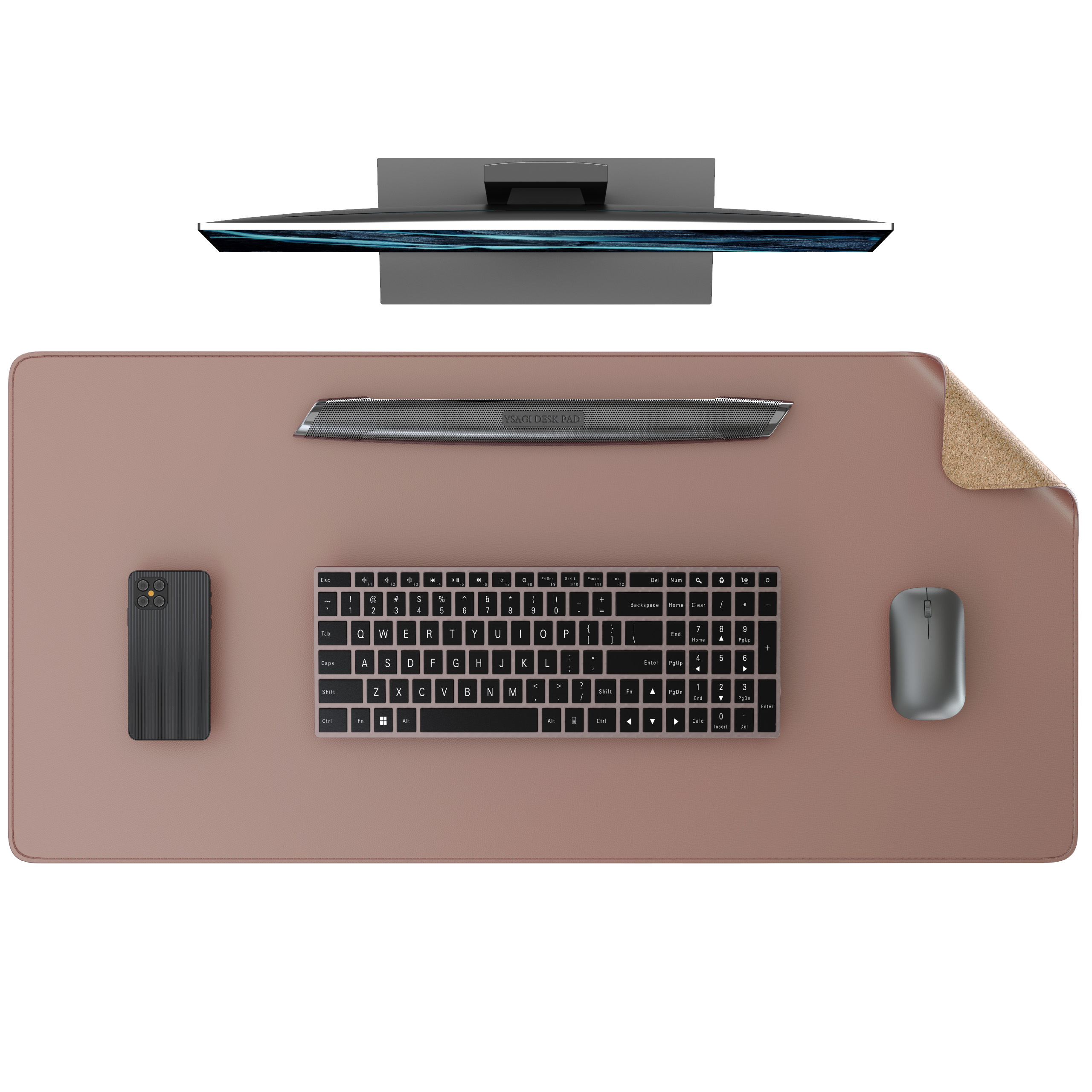 Dual Sided Desk Mat,Leather Desk Pad,Black Cork Desk Mat Protector,Large Mouse Pad,Desk Writing Pad for Office and Home: 80x40 cm / BROWN
