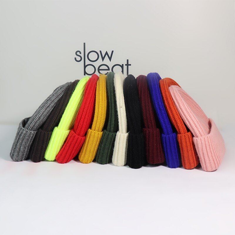 Gebreide muts zachte wintermuts warme kap docker skullcap dames heren hiphop effen muts outdoor muts met omslag meloen volwassen