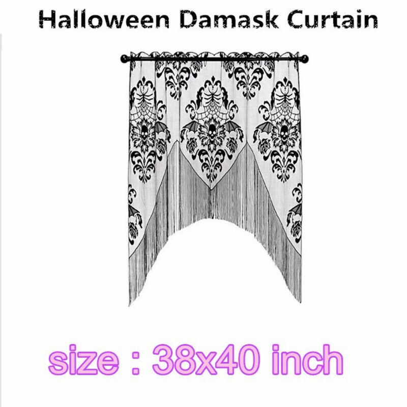 Kant Gordijnen Mooie Spiderweb Bat Gordijn Haard Doek Halloween Decoratie
