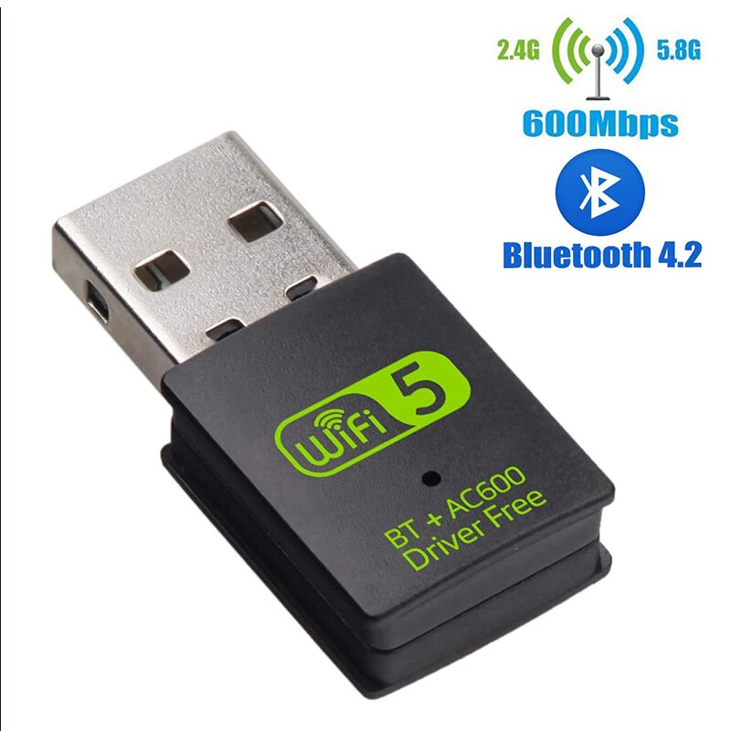 Amkle usb trådløs wifi adapter bt wifi dongle 1200 mbps usb ethernet adapter dobbel antenne lan 2.4/5.8g usb nettverkskort: 600 mbps driverløs