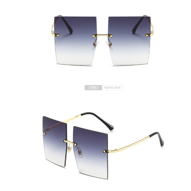 Gafas de sol europeas y americanas grandes cuadradas sin marco recortadas celebridades con el mismo estilo de la cubierta de tiro de calle de