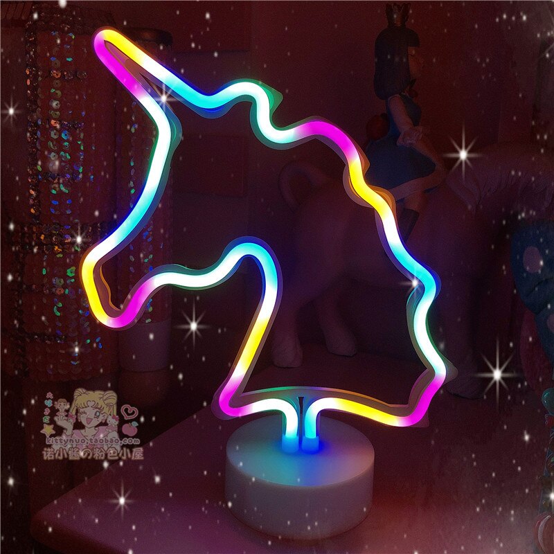 Affiche lumineuse néon coloré, panneau lumineux, décoration pour salon, bureau, rose, violet, LED lampes néon: Colorful Unicorn