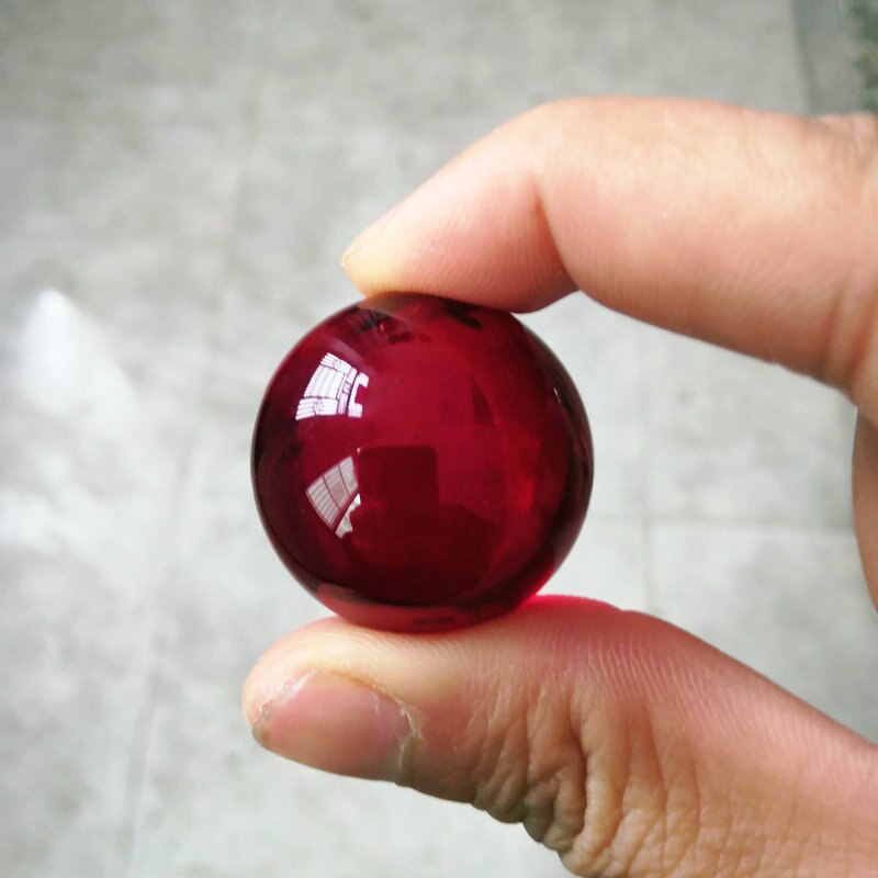 30mm farverige krystalkugler fotografisk ornament magisk glaskugle til souvenir hjemmedekoration: Rød