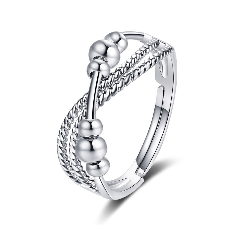 Angst ring kvinder mænd runner fidget angst ring med perle bekymring stress relief smykker justerbar stable ring: D4-8.7mm