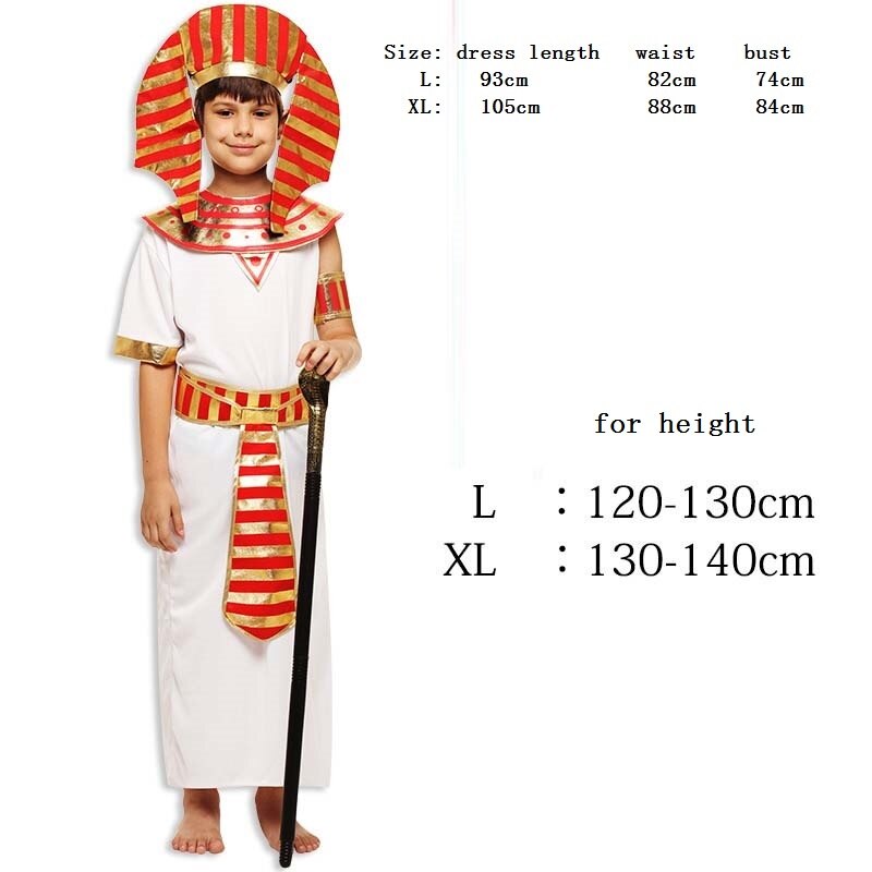 Rode kinderen egypte kostuum jongens meisjes prins jumpsuits jurk halloween carnaval kostuums feestdecoratie purim: Jongen / Xl