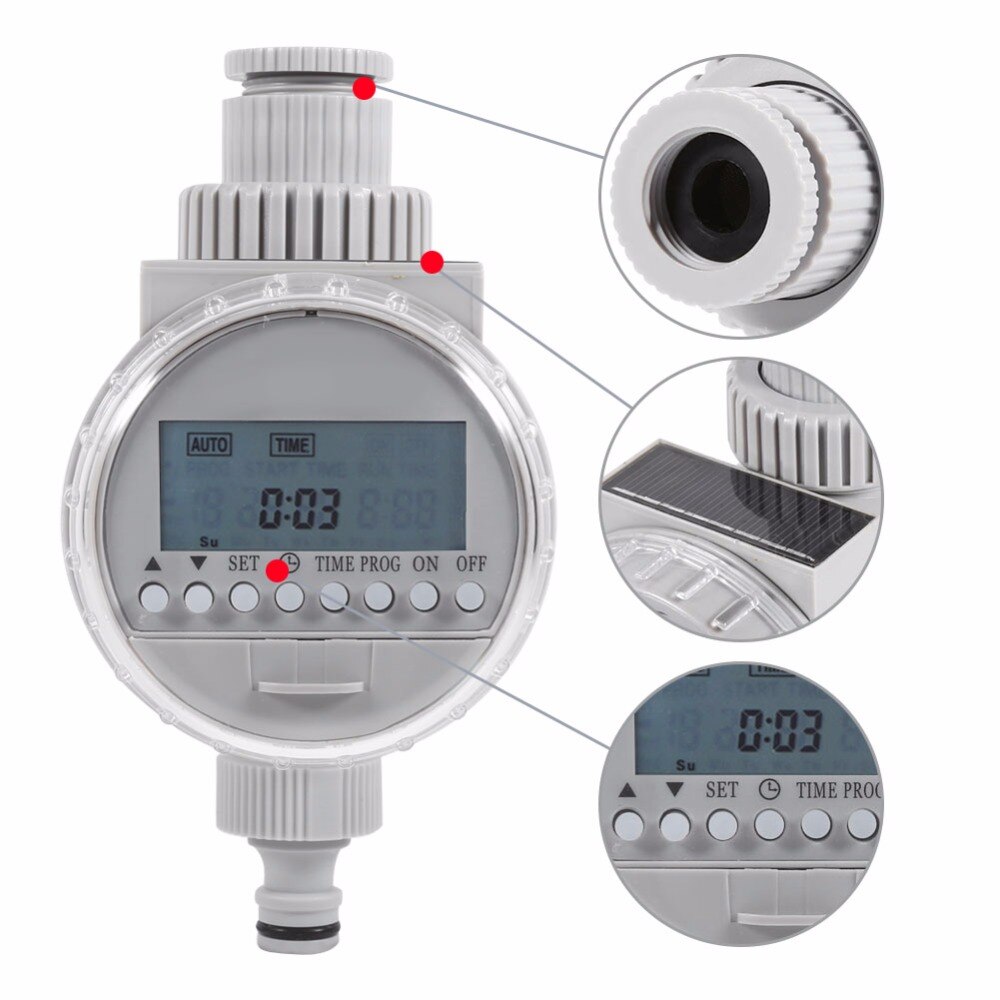 Automatische irrigatietimer op zonne-energie, intelligente irrigatiesysteemcontrollers met digitaal lcd-display voor tuinkas gras