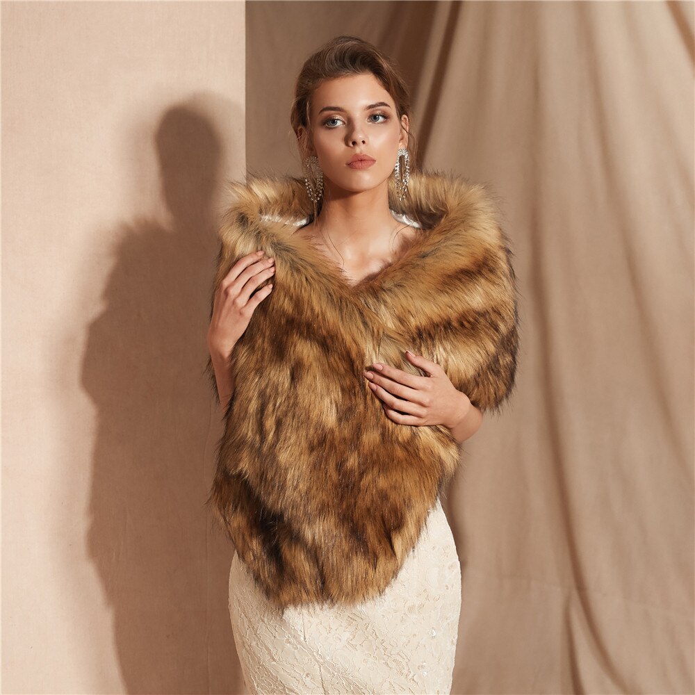 JaneVini hiver fausse fourrure enveloppes et châles de Mariage Cape Cape Femme veste boléro Mariage Femme soirée accessoires