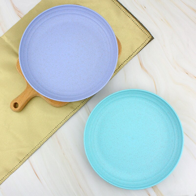 4 Stuks 4 Kleuren Europese Stijl Snack Schotel Diner Keuken Plaat Serveren Dessert Fruit Lade Tarwe Stro Snack Snack Plaat