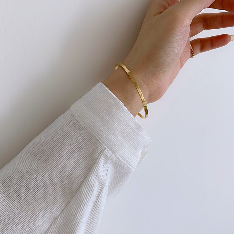 Ghidbk lækker enkel tynd almindelig armbånd armbånd minimalistisk geometrisk firkantet rundt armbånd gade stil armbånd kvinder smykker
