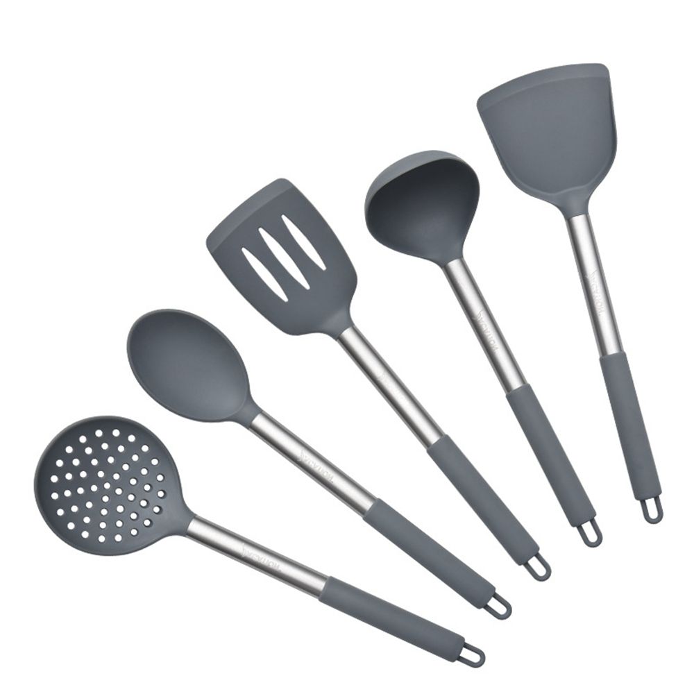 Kitchen Supplies Stainless Steel Silicone Shovel Soup Spoon Colander Spatula Frying Spoon Stir-fry Kitchenware Set