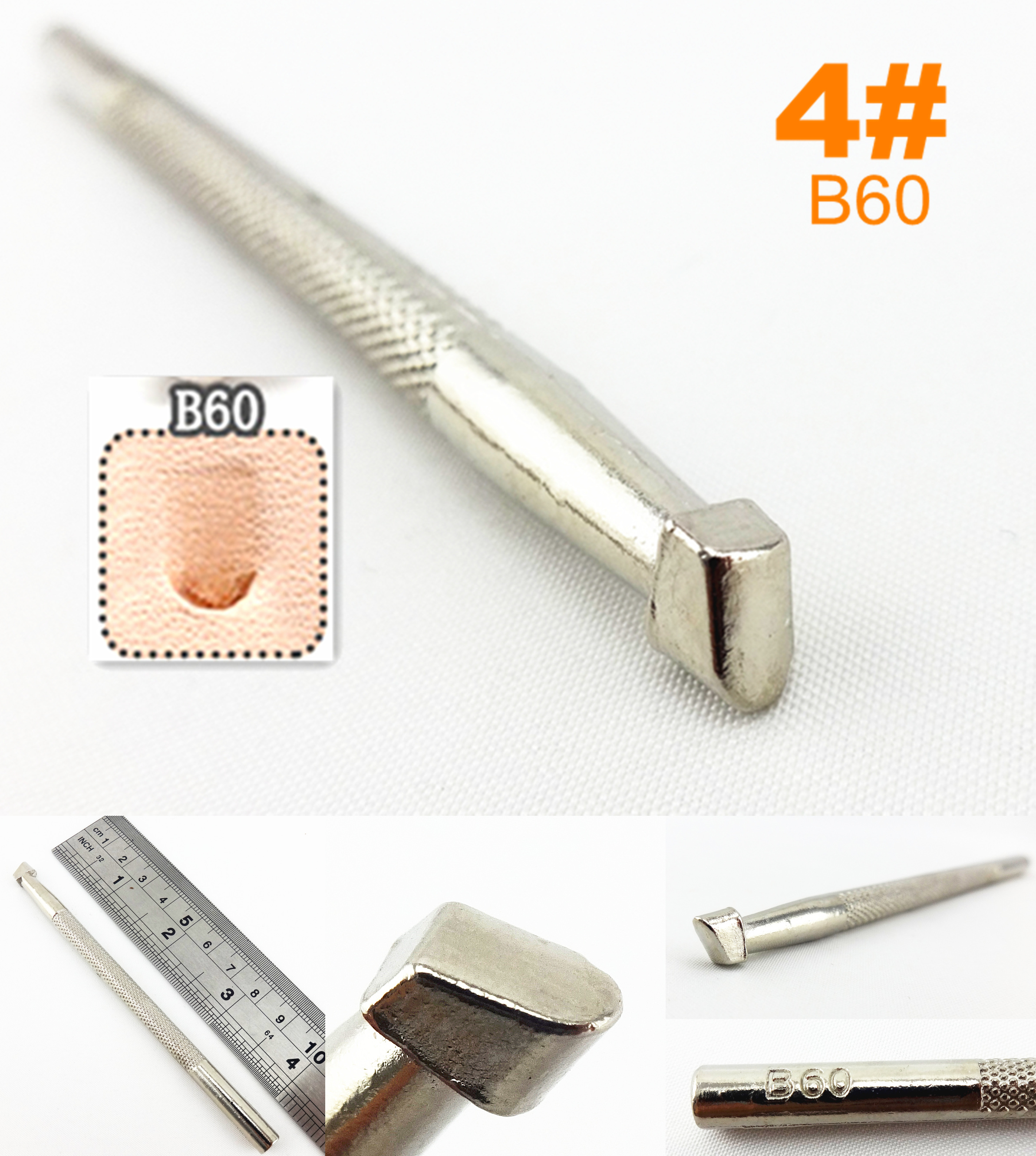 1pc 4 # B60 Lederen Craft Carving Stempelen Stamper Emboss Print Punch Tool-Edger Creaser Groover Skiver Beveler priem Slicke