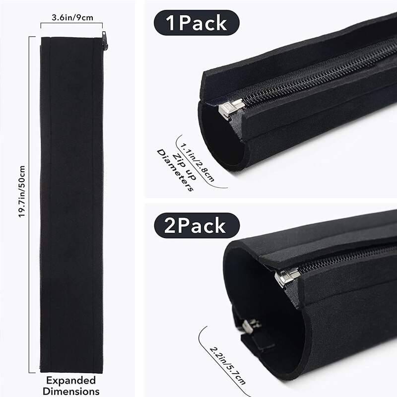 Cable Management Sleeves with zippers Adjustable Cable Tidy Sleeves Wire Protector for TV/ Computer/Home/Office - 50cm- 1~4 pack