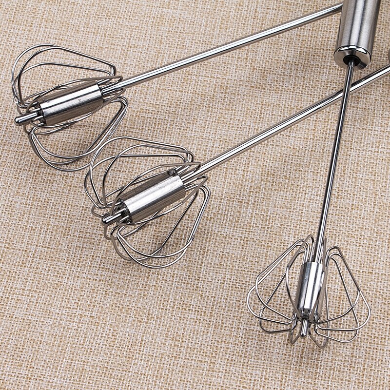 Semi-automatic Egg Beater 304 Stainless Steel Egg Whisk Manual Hand Mixer Self Turning Egg Stirrer Kitchen Accessories Egg Tools